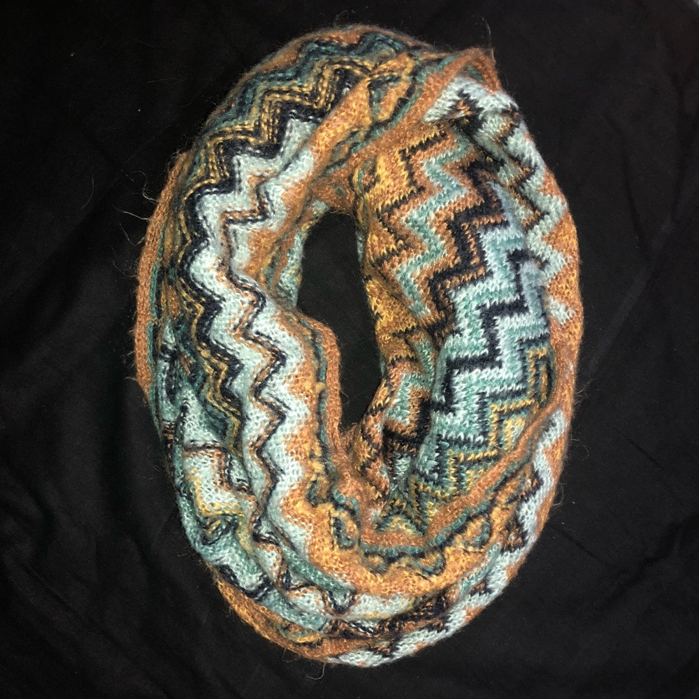 Teal and Gold Infinity Scarf